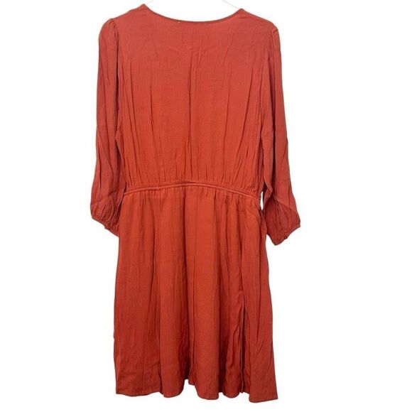 ASTR The Label Tassel Tie Neck Long Sleeve Lined Fit & Flare Dress Rust Large - Picture 2 of 5